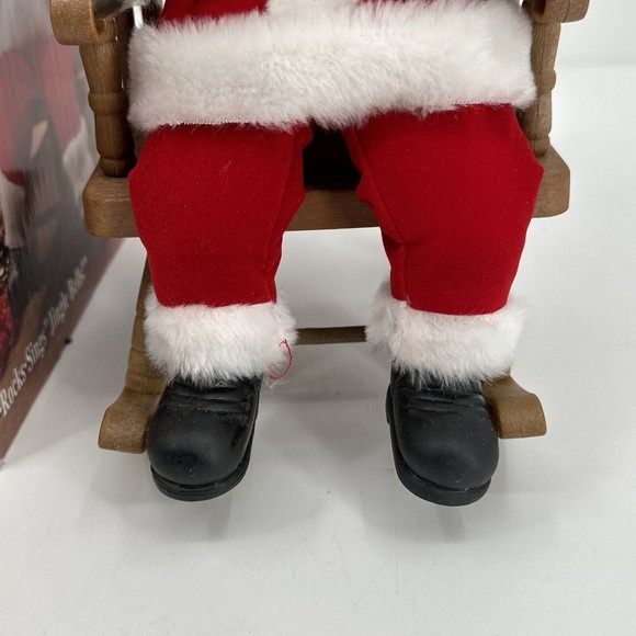 Christmas Santa Claus in Rocking Chair 16" TALL, MUSIC Sings Jingle Bells 1991 - Picture 9 of 13